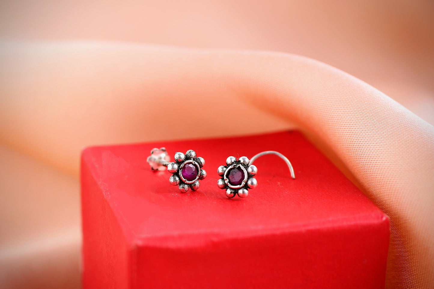 Red Oxidized NosePin