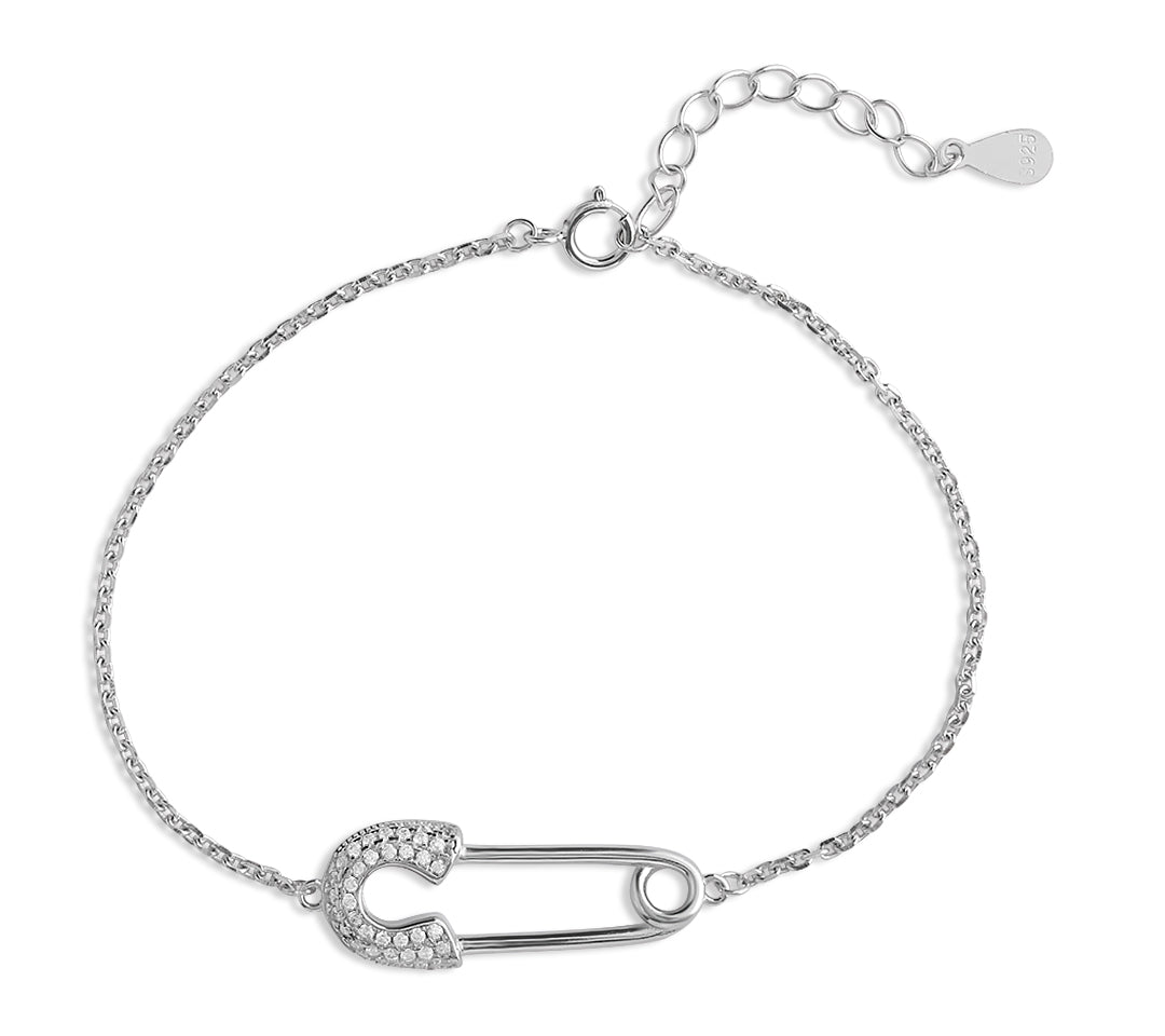 Zirconia Safety Pin Bracelet