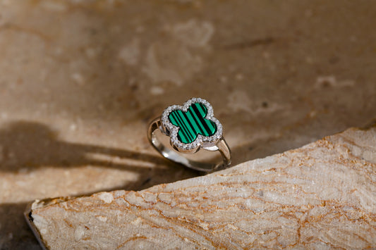Clover Malachite Ring