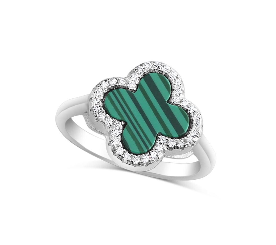 Clover Malachite Ring