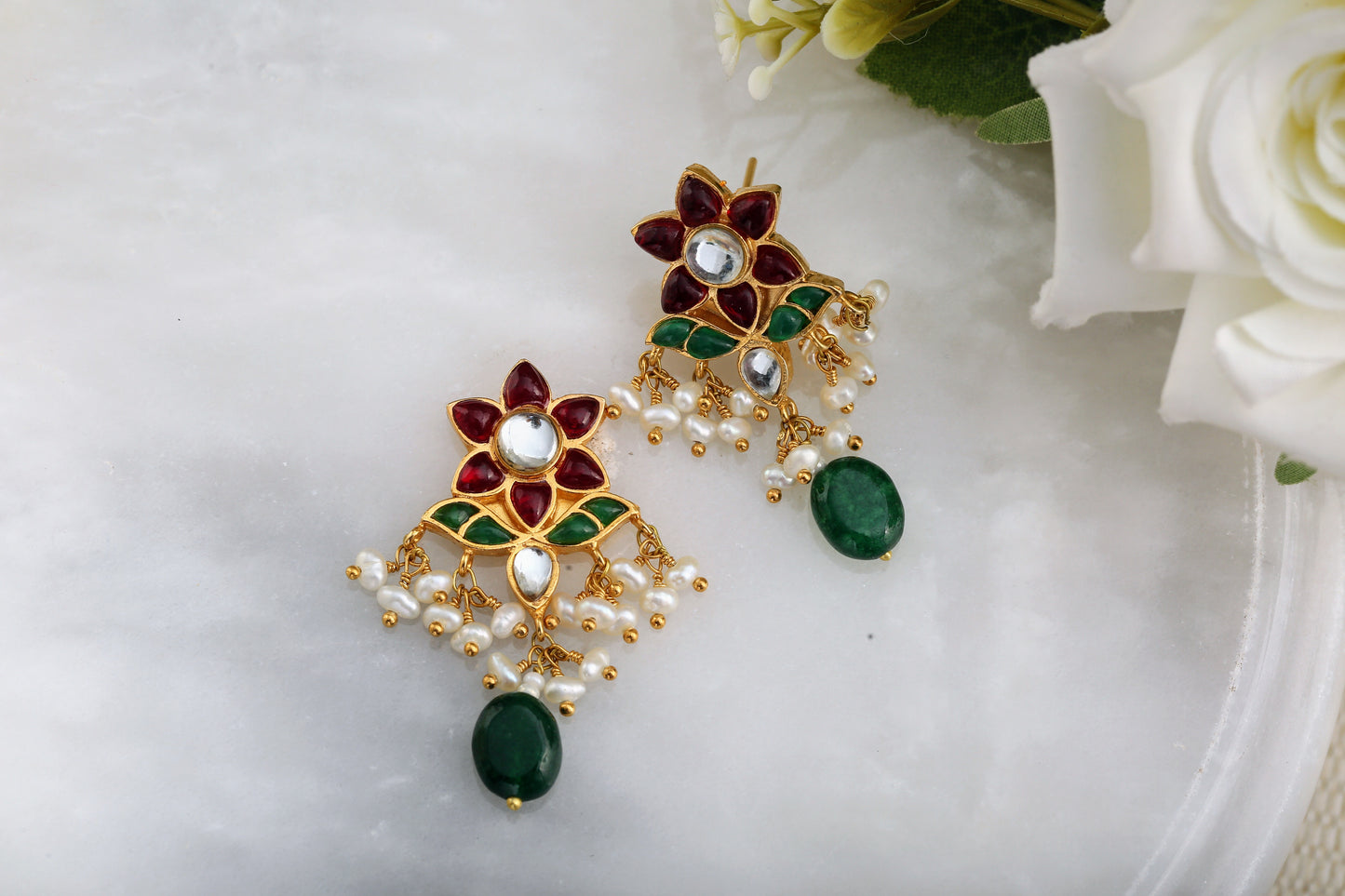 floral Kundan Earrings