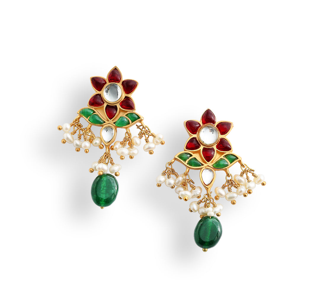 floral Kundan Earrings