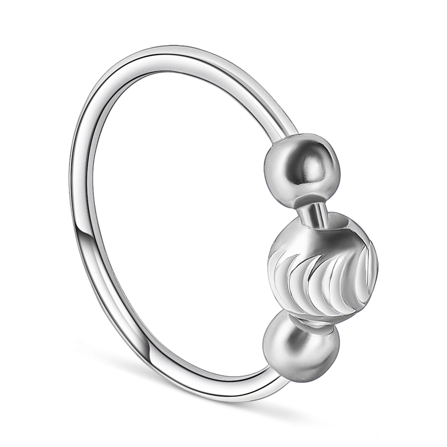 Tri Balls Silver Nose Ring