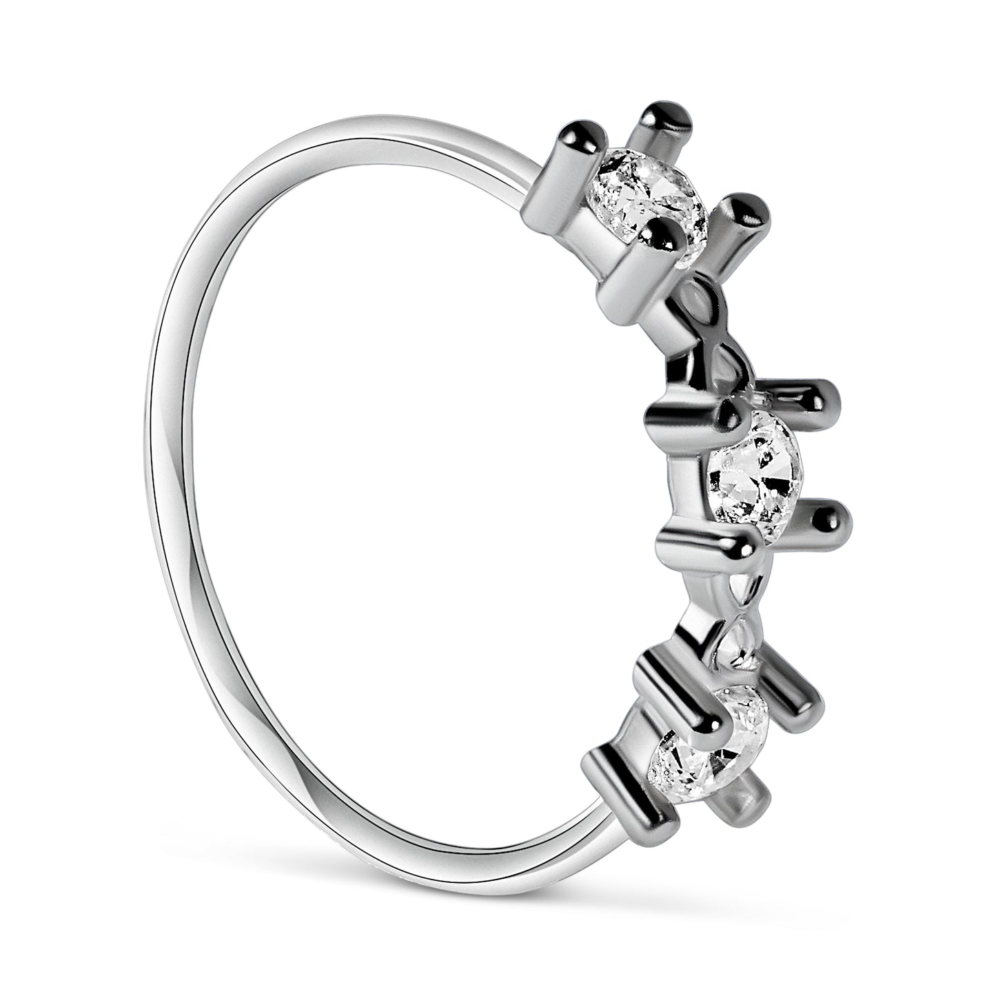 Tri Stones Silver Nose Ring