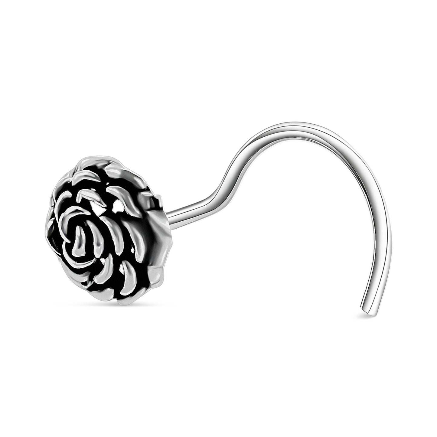 Rosa Silver Nose Pin
