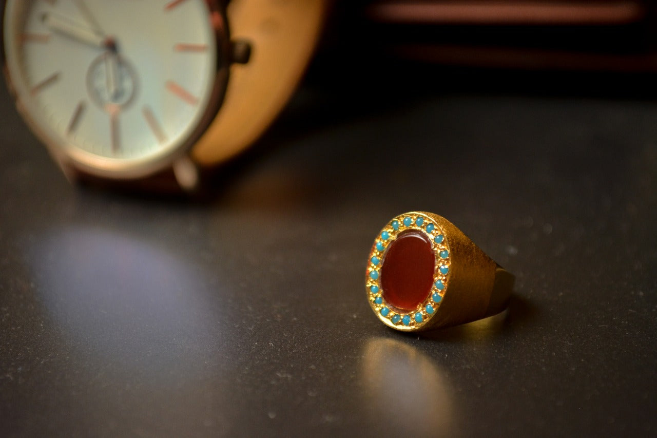 Aqeeq Feroza Ring