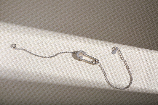 Zirconia Safety Pin Bracelet