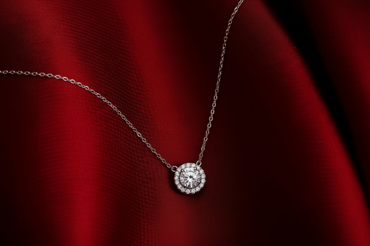 Small square Solitaire Necklace