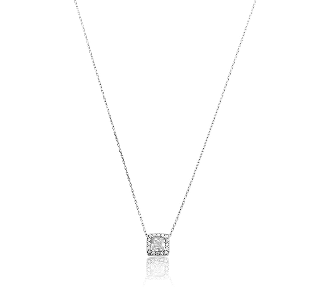 Small square Solitaire Necklace