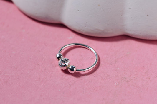 Tri Balls Silver Nose Ring