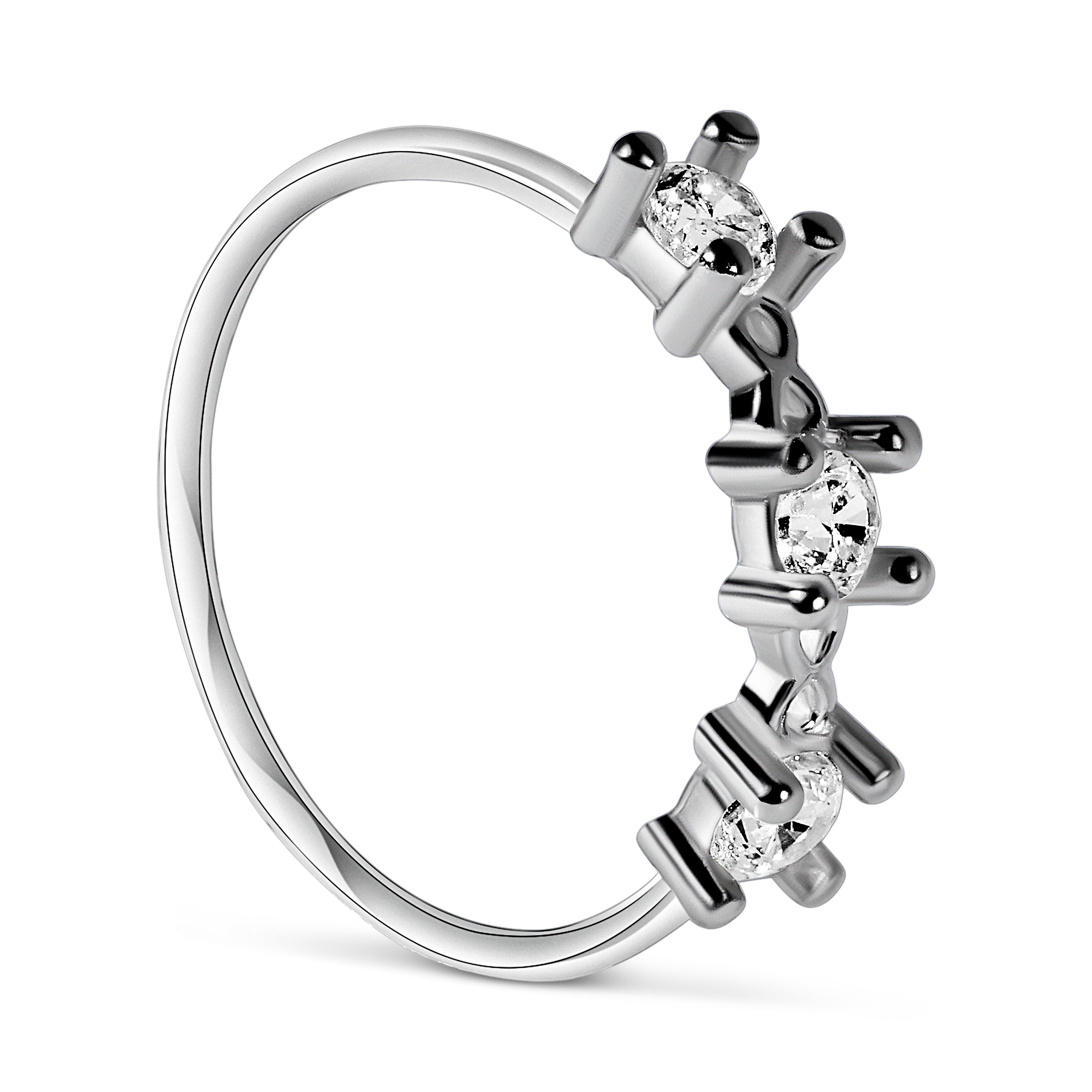 Tri Stones Silver Nose Ring