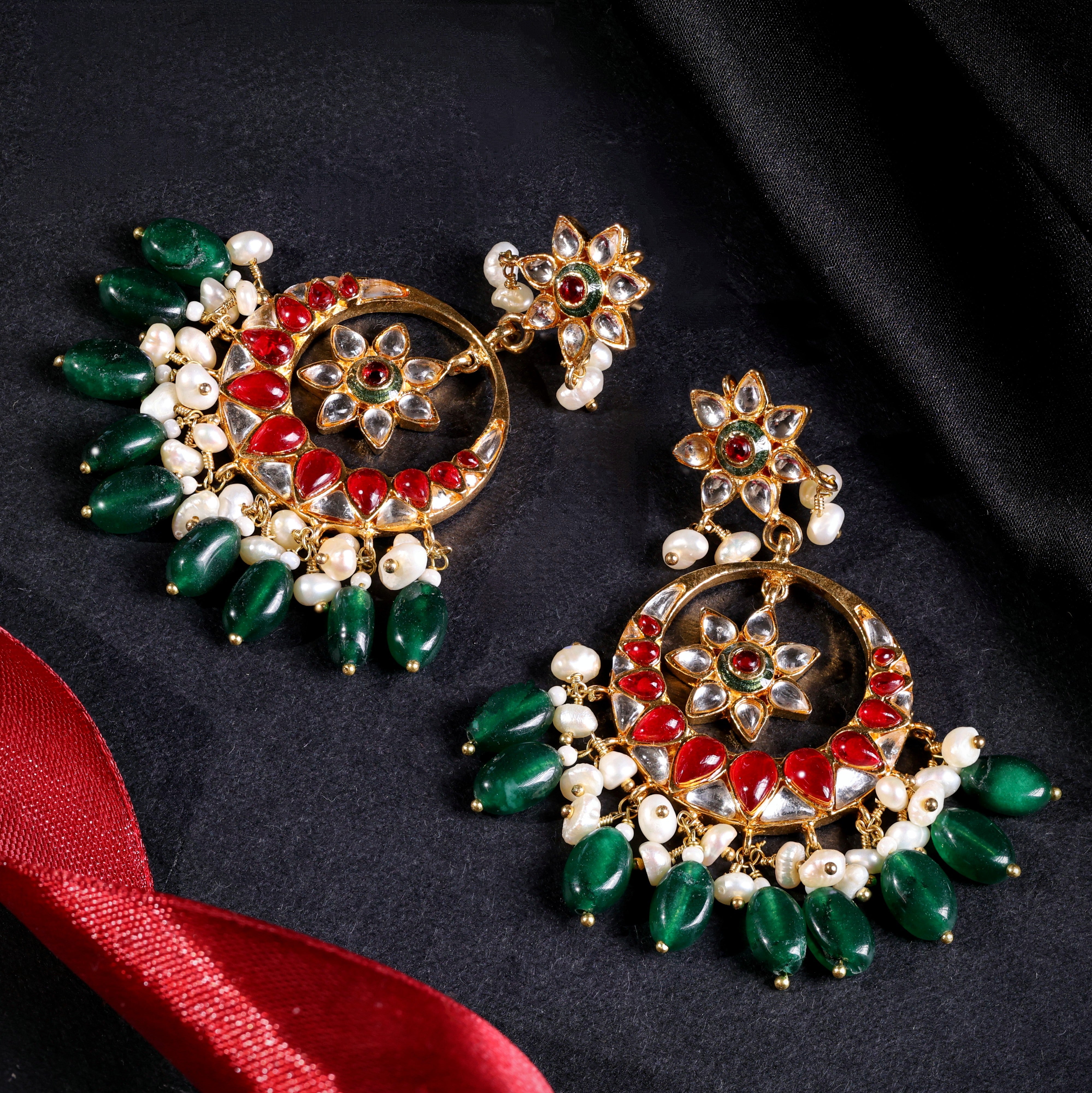 Florally Kundan Earrings