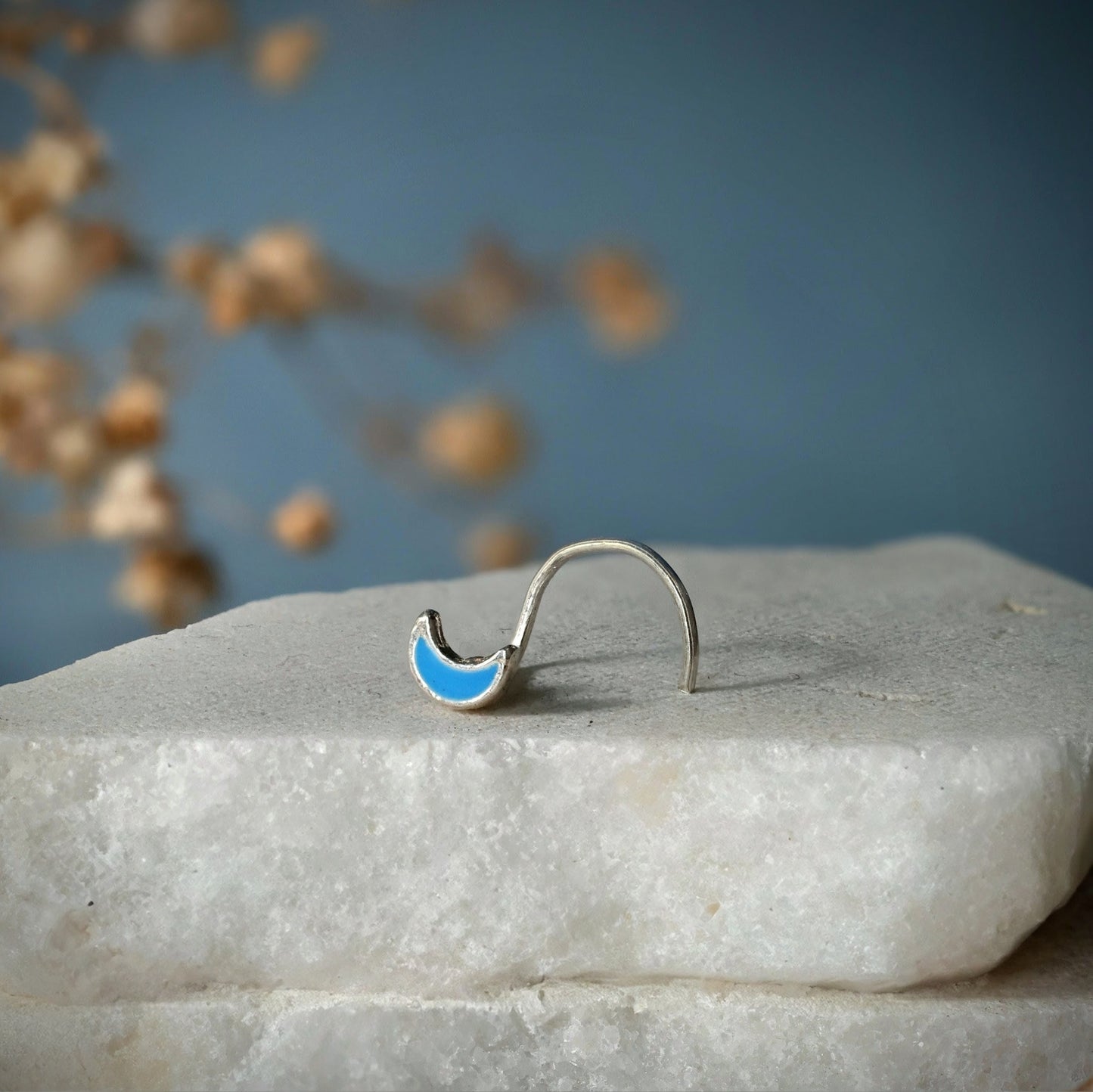 Crescent Nose Pin with feroza meena