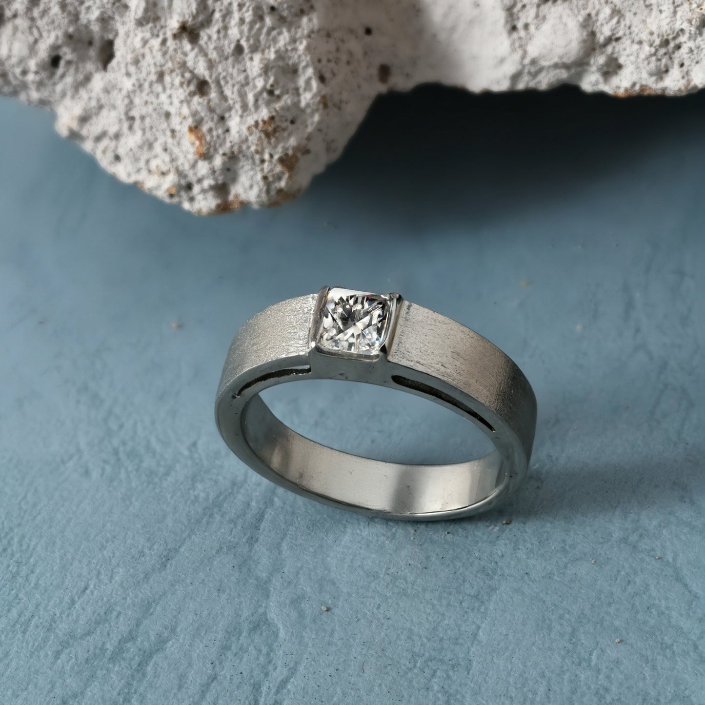 Princess Cut Men Wedding Band