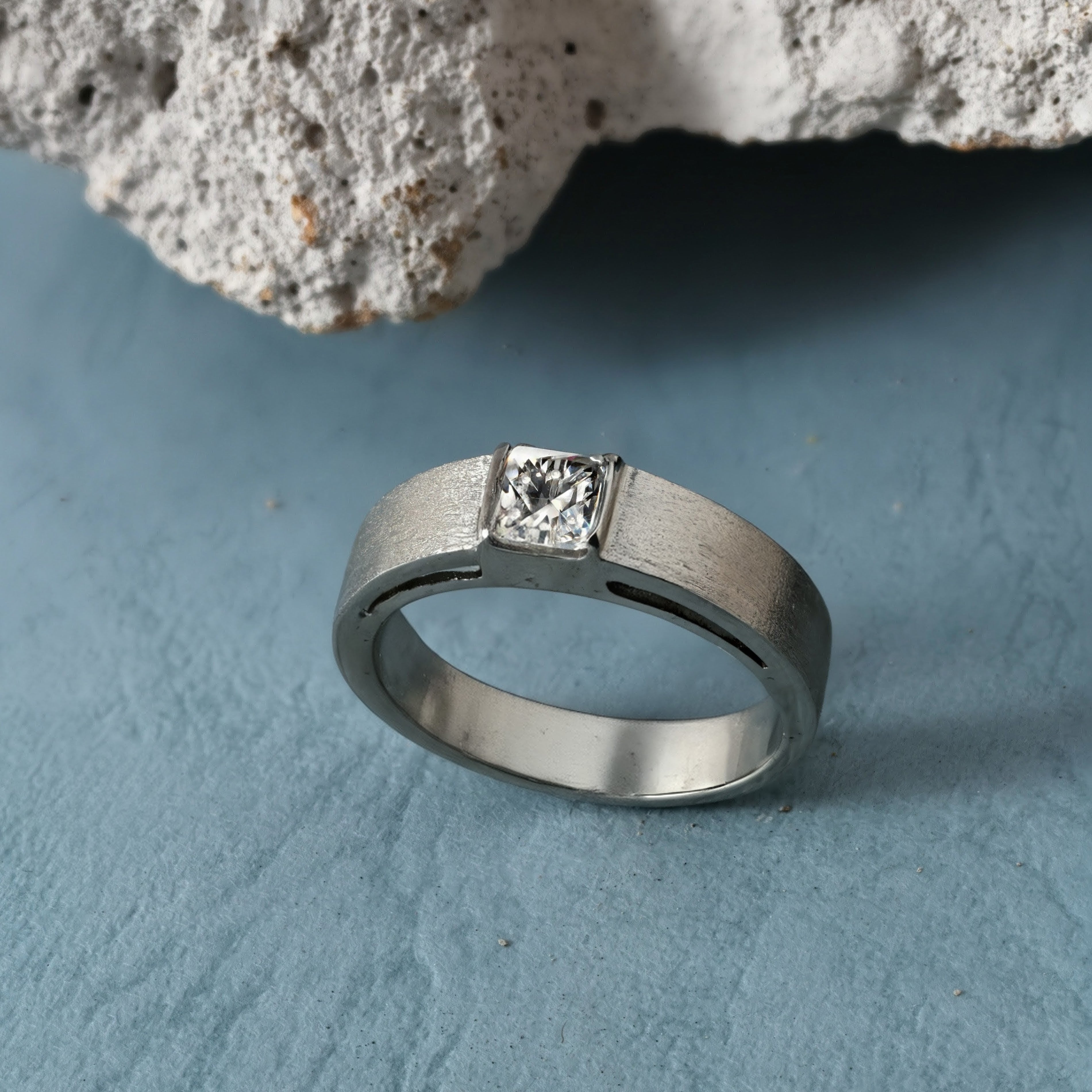 Princess Cut Men Wedding Band