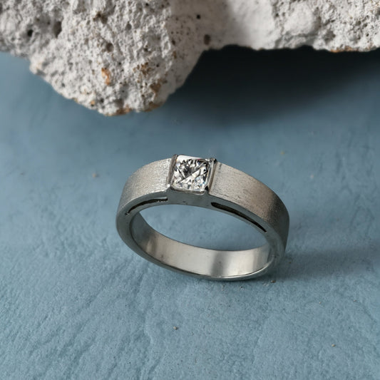 Princess Cut Men Wedding Band