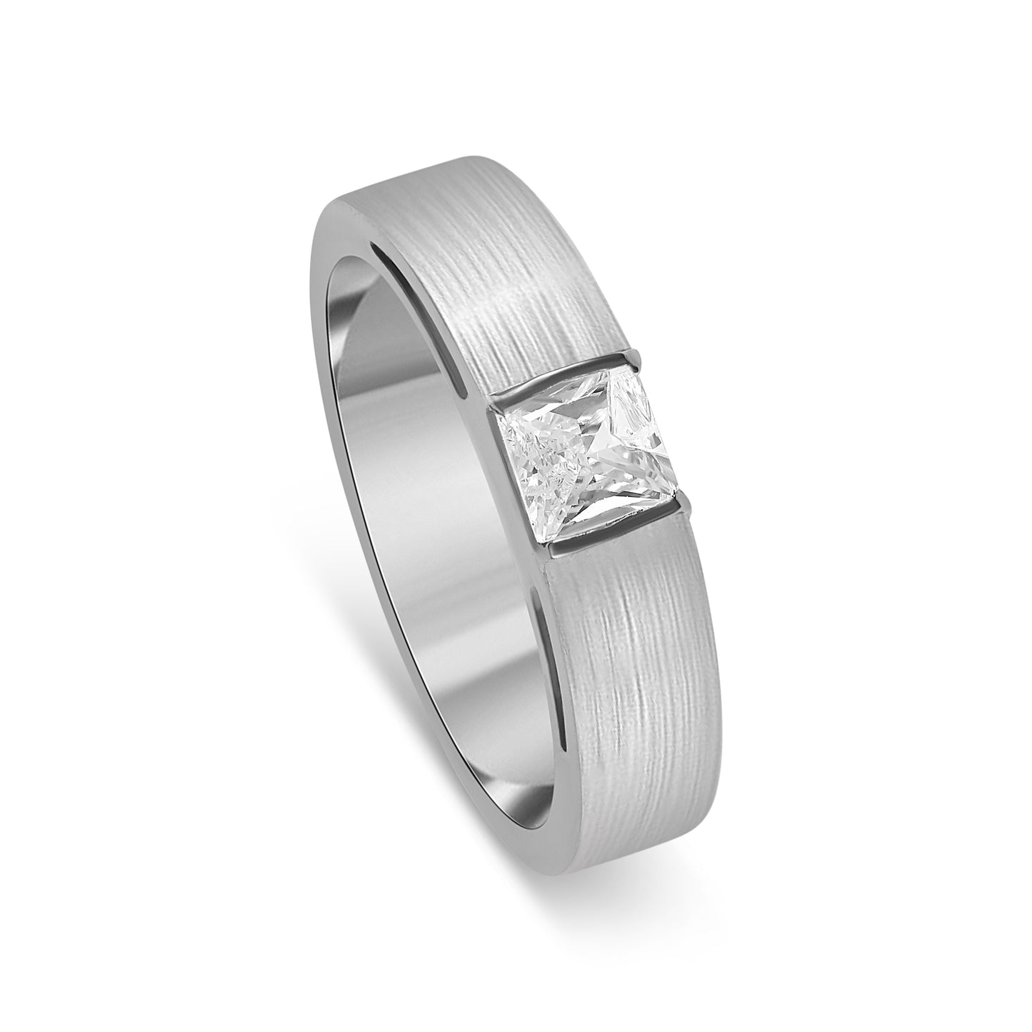 Princess Cut Men Wedding Band