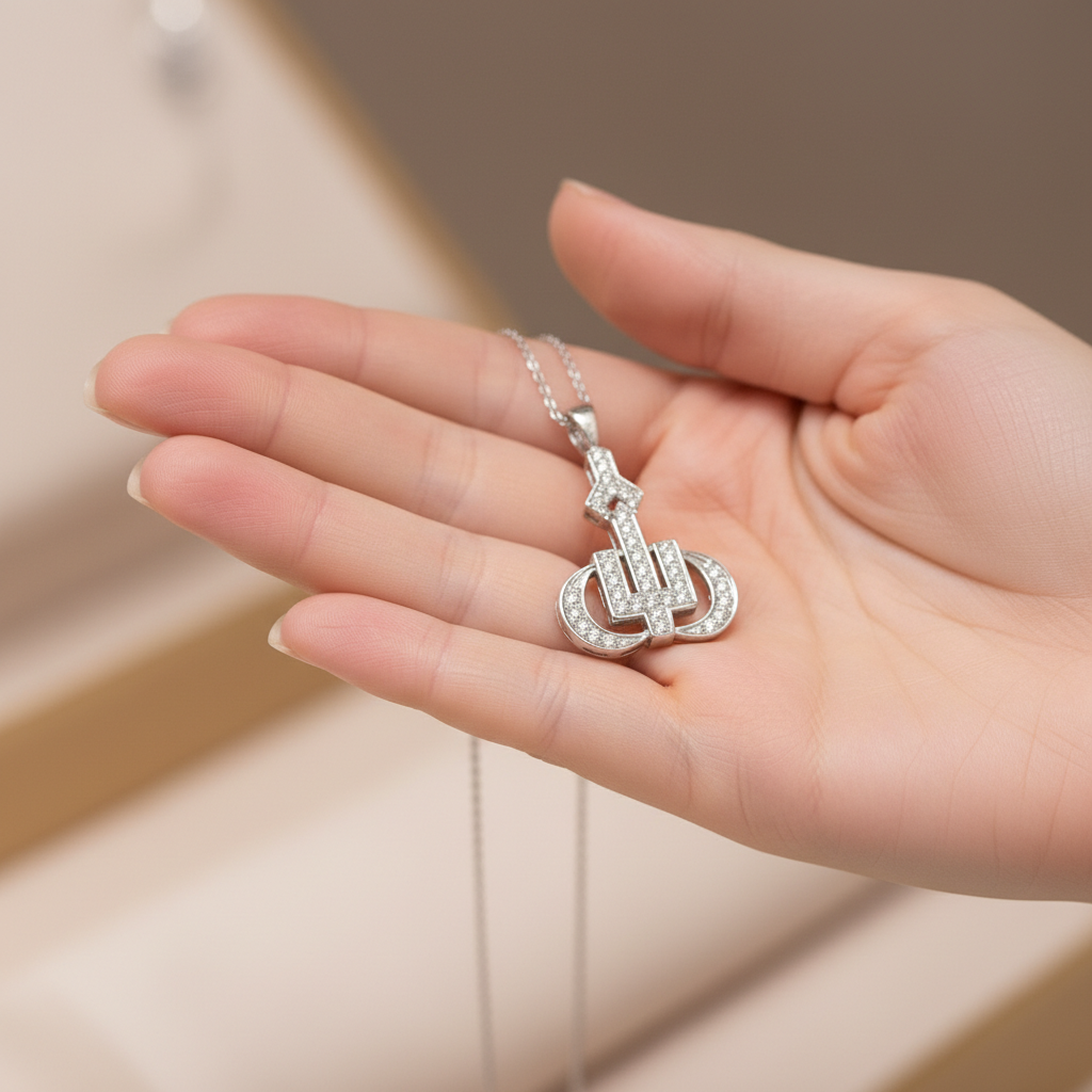 21k White Gold Allah Pendant