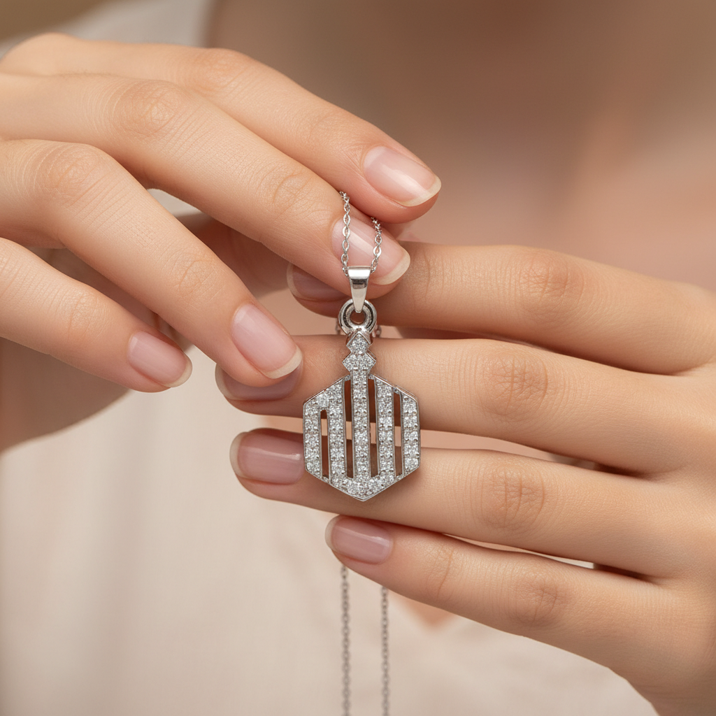 21k WhiteGold Allah Pendant