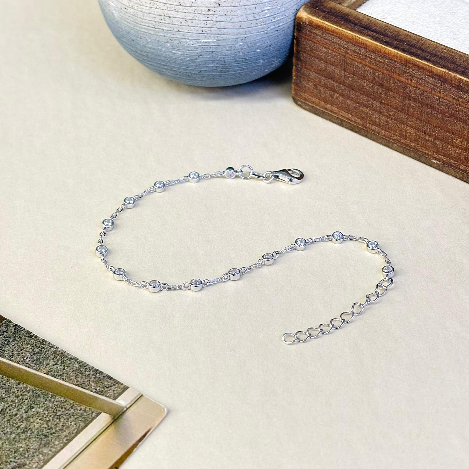 Sterling Silver Bracelet, CZ Station Bracelet, Bezel Set Bracelet, Adjustable Silver Bracelet, Minimalist Bracelet, Women’s Silver Jewelry, Everyday Bracelet, Tennis Bracelet Alternative, Dainty Silver Bracelet, Gift for Her.