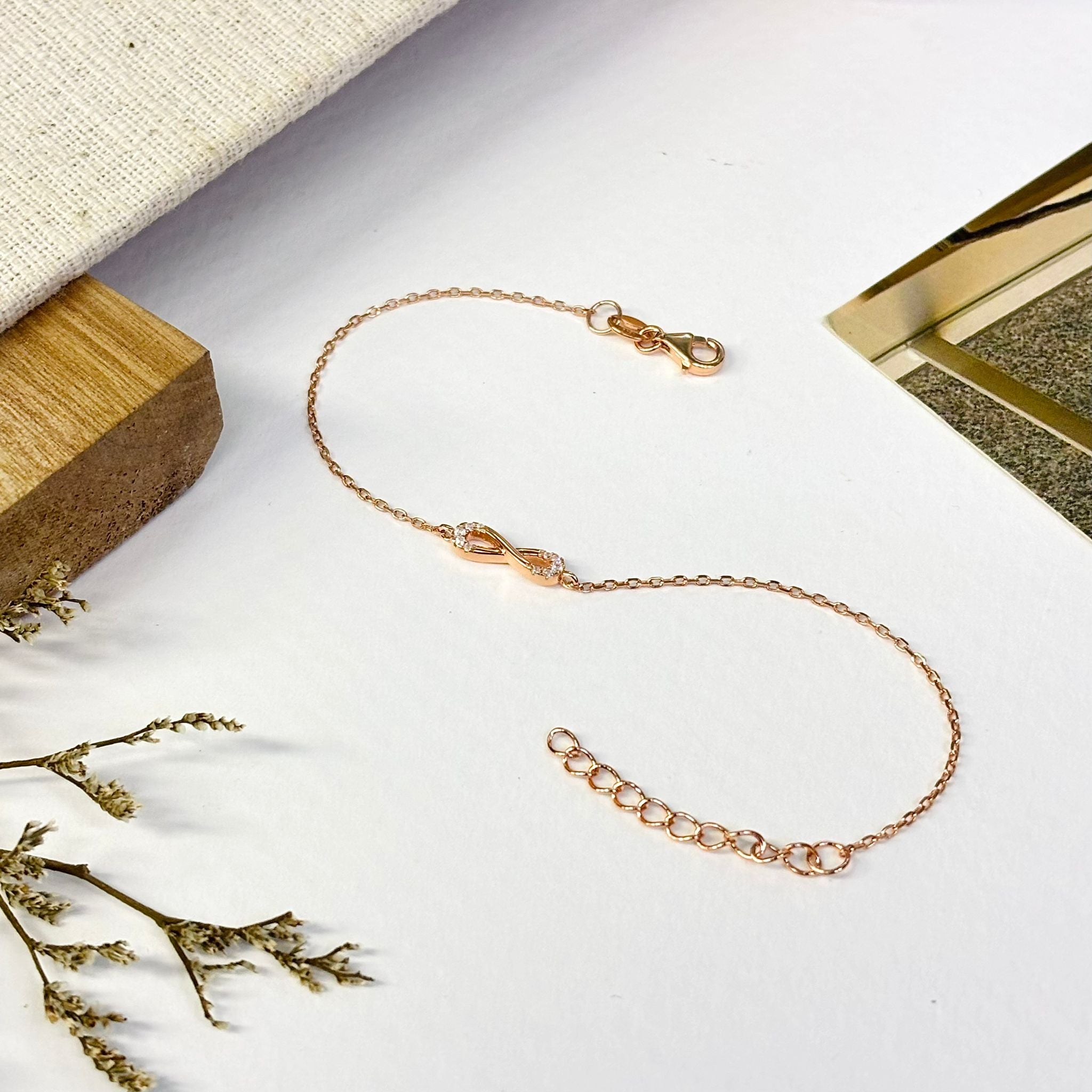 Rose Gold/Gold Infinity Bracelet in Sterling Silver