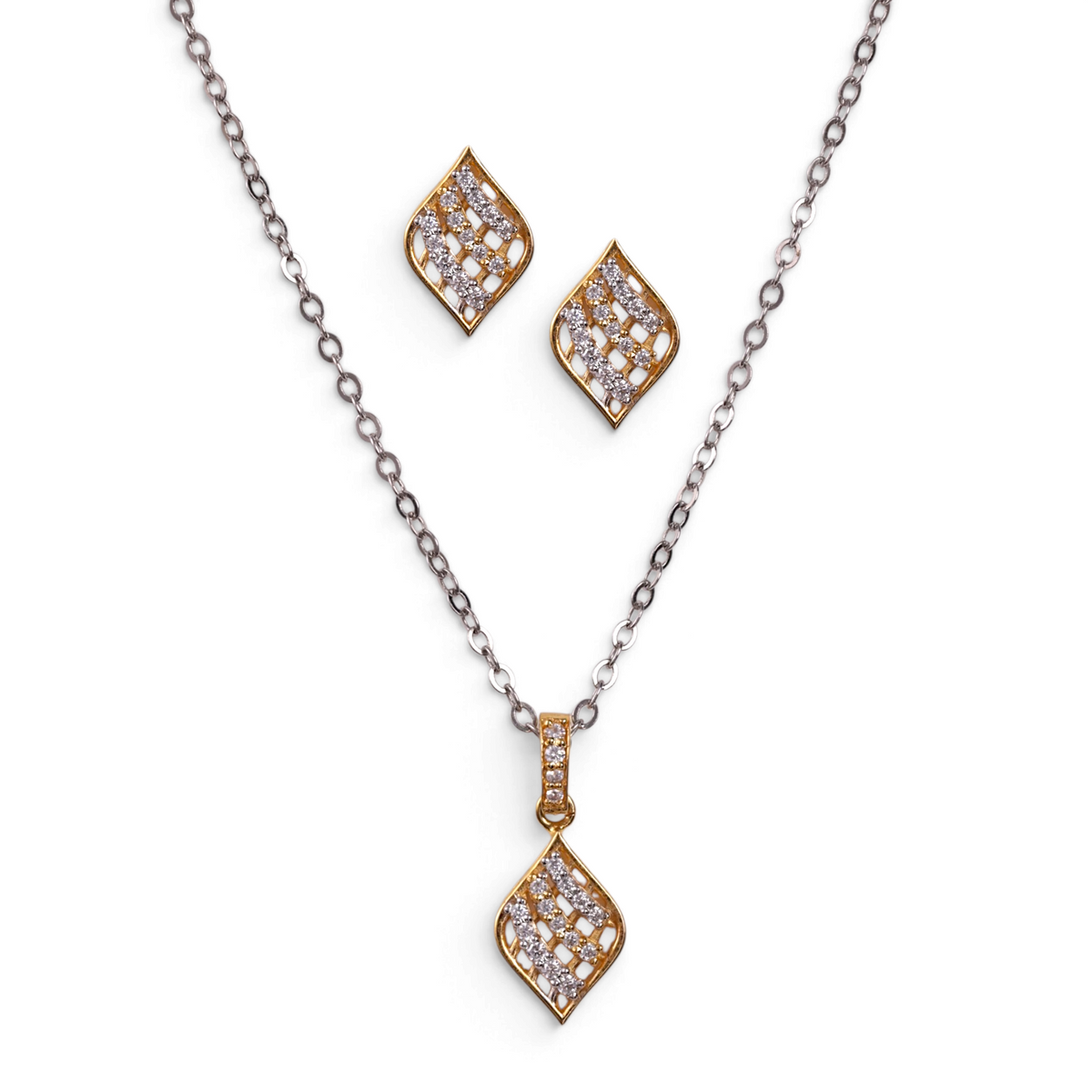 Aurelia Leaf 925 Sterling Silver Cubic Zirconia Pendant Set