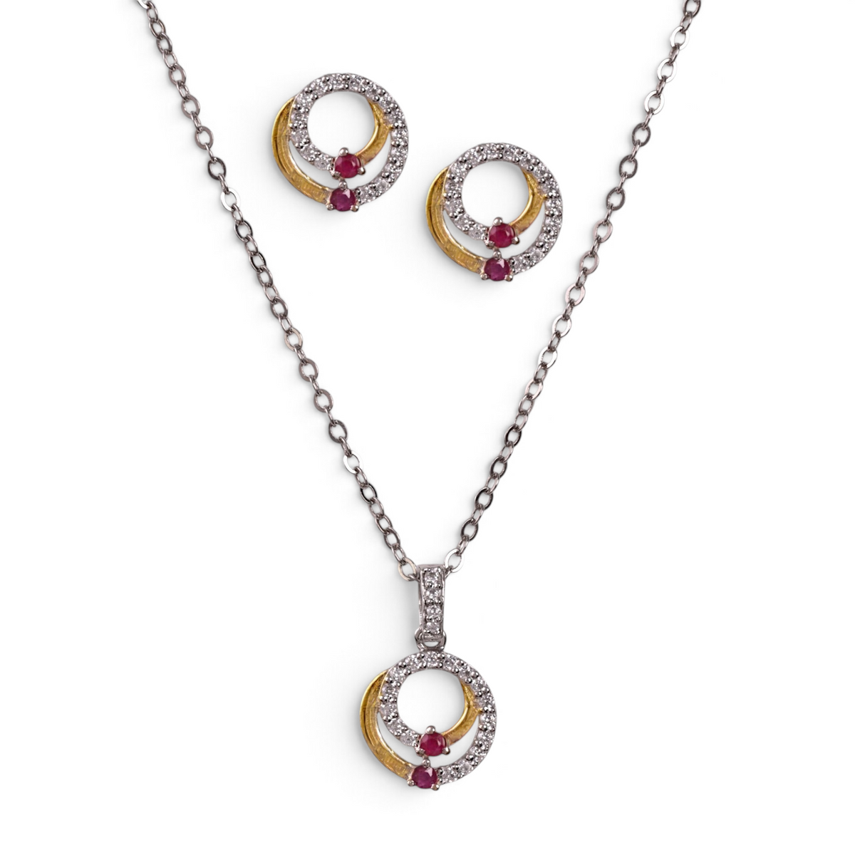 Celeste Circle 925 Sterling Silver Cubic Zirconia Pendant Set