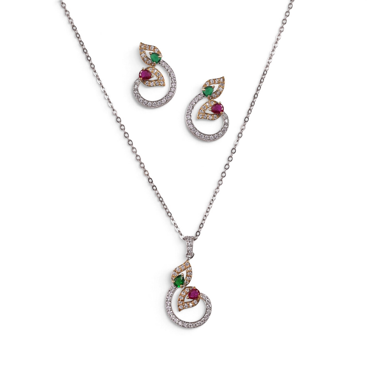 Blossom Leaf Sterling Silver Pendant & Earrings Set