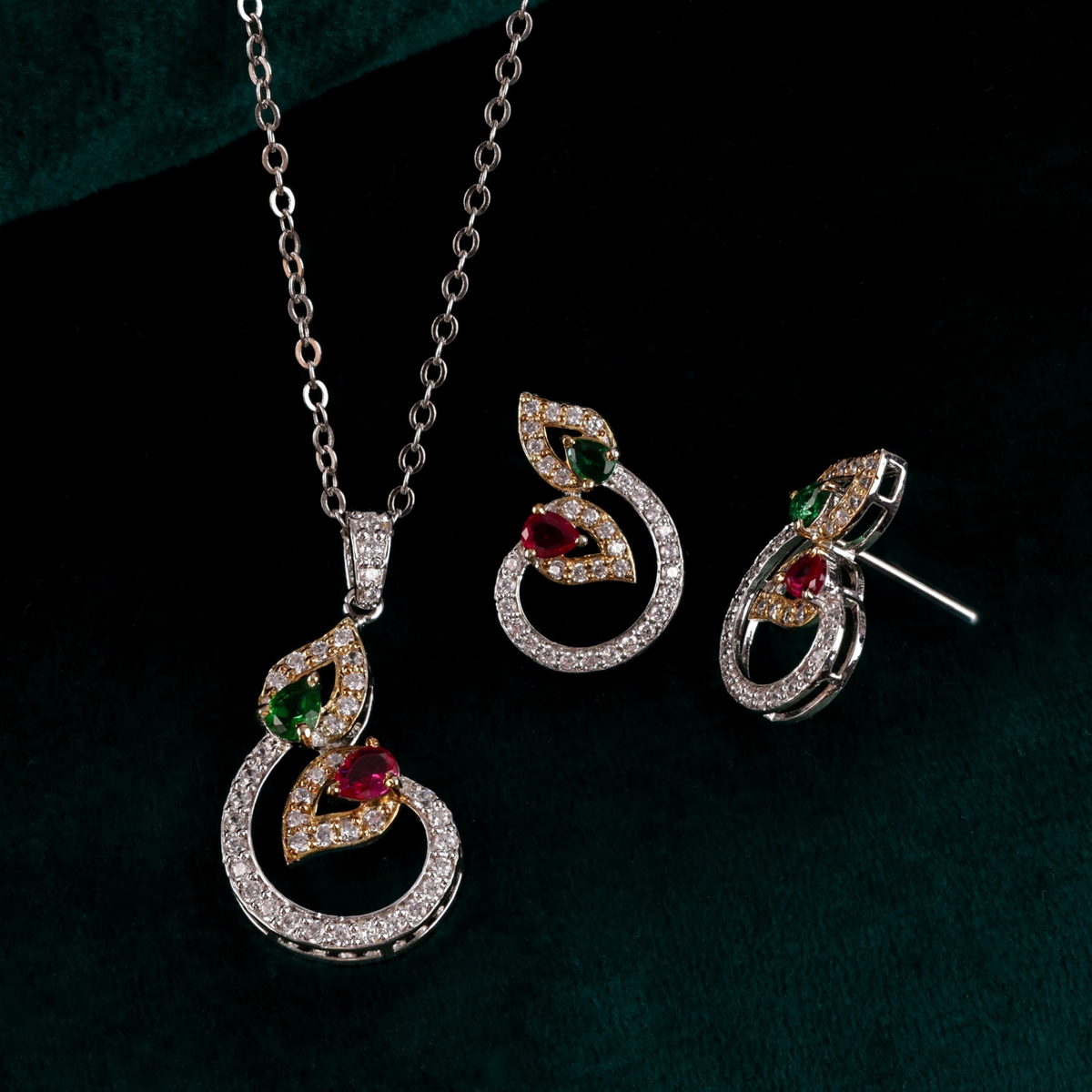 Blossom Leaf Sterling Silver Pendant & Earrings Set