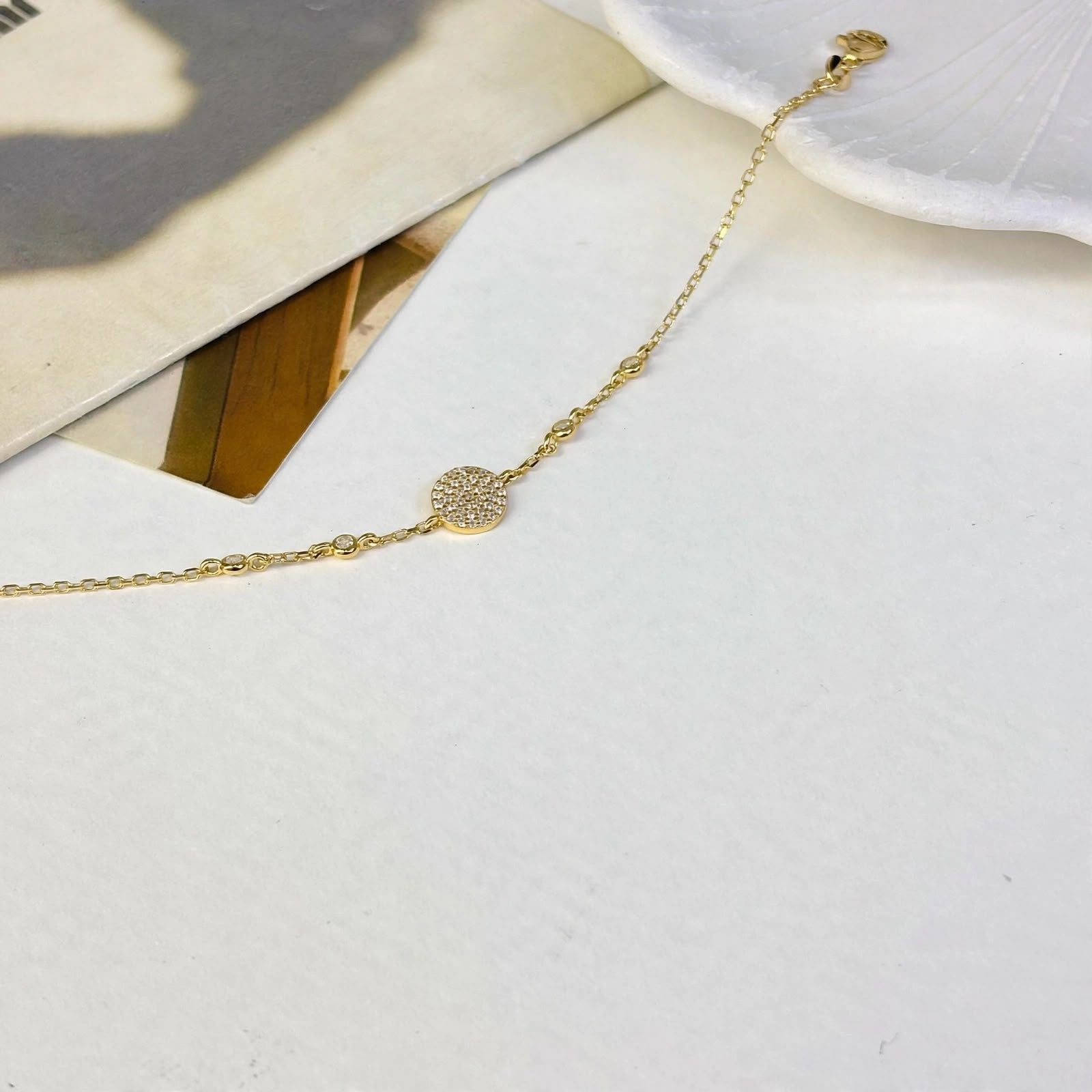 Gold Plated Pace Disc Bracelet in Sterling Silver