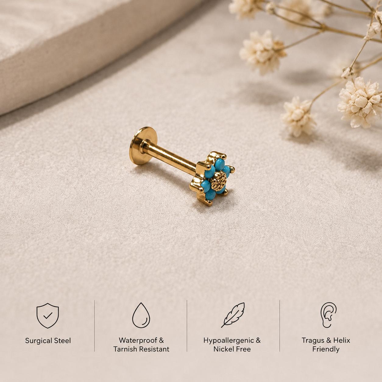 Turquoise Flower Stud