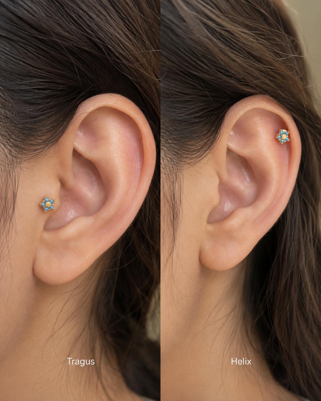 Turquoise Flower Stud