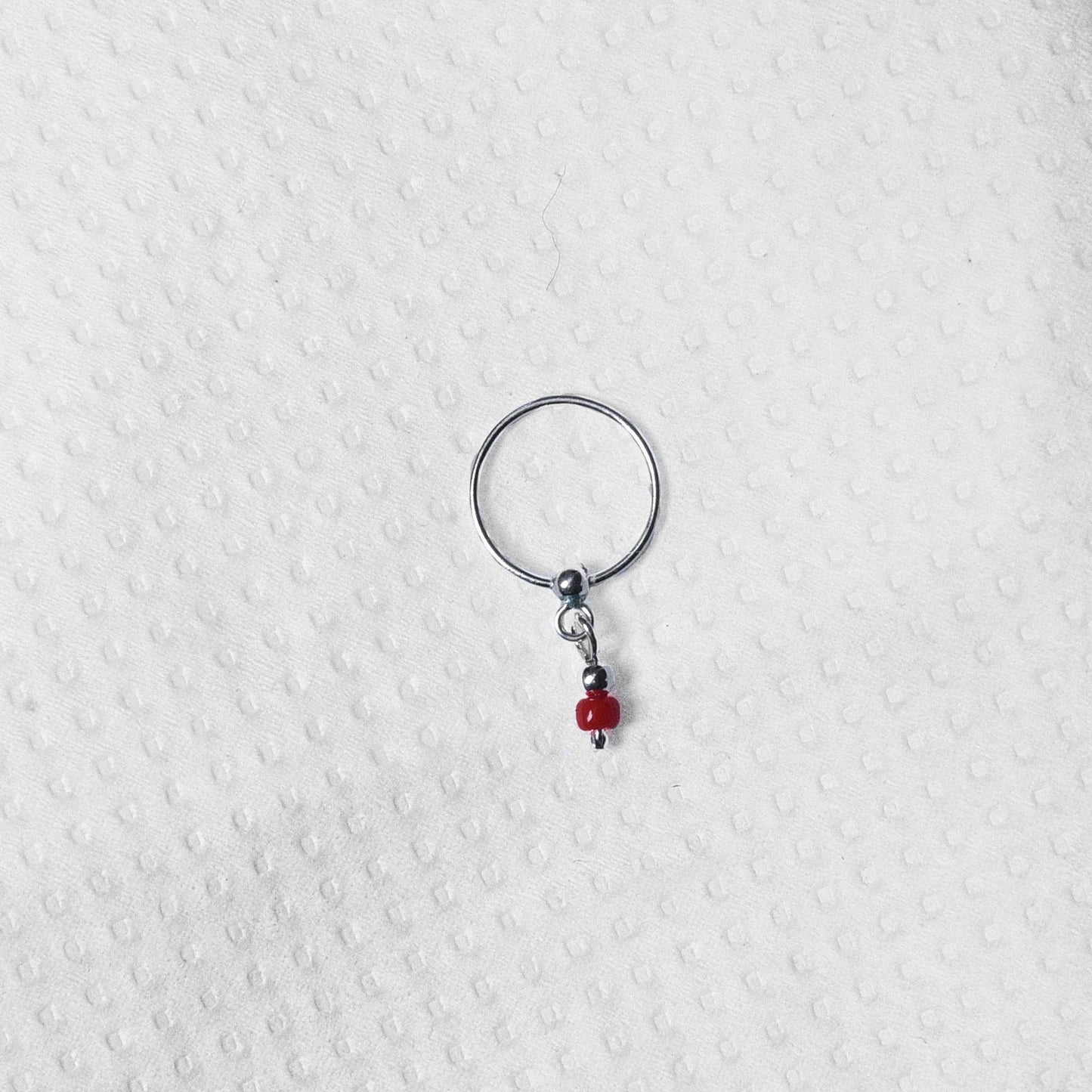 Red Bead Nose Ring
