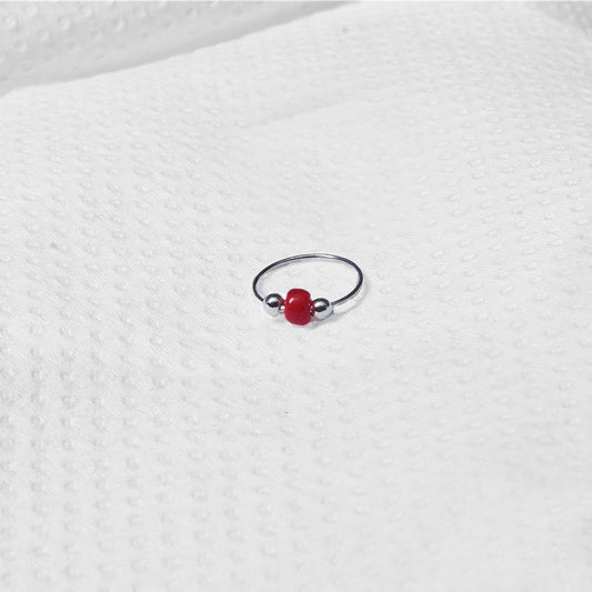 Red Bead Nose Ring
